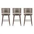 Evalyn Modern Wood Upholstered Barstool in Dove - Set of 3