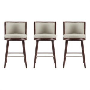 Evalyn Modern Wood Upholstered Barstool in Stone - Set of 3