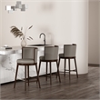 Evalyn Modern Wood Upholstered Barstool in Taupe - Set of 3