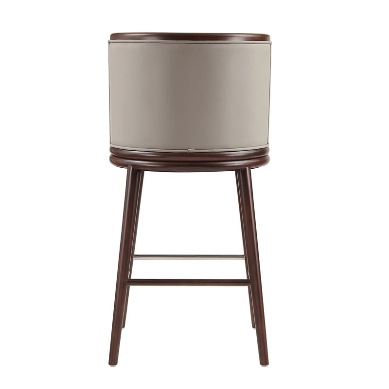Evalyn Modern Wood Upholstered Barstool in Taupe - Set of 3