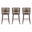 Evalyn Modern Wood Upholstered Barstool in Taupe - Set of 3
