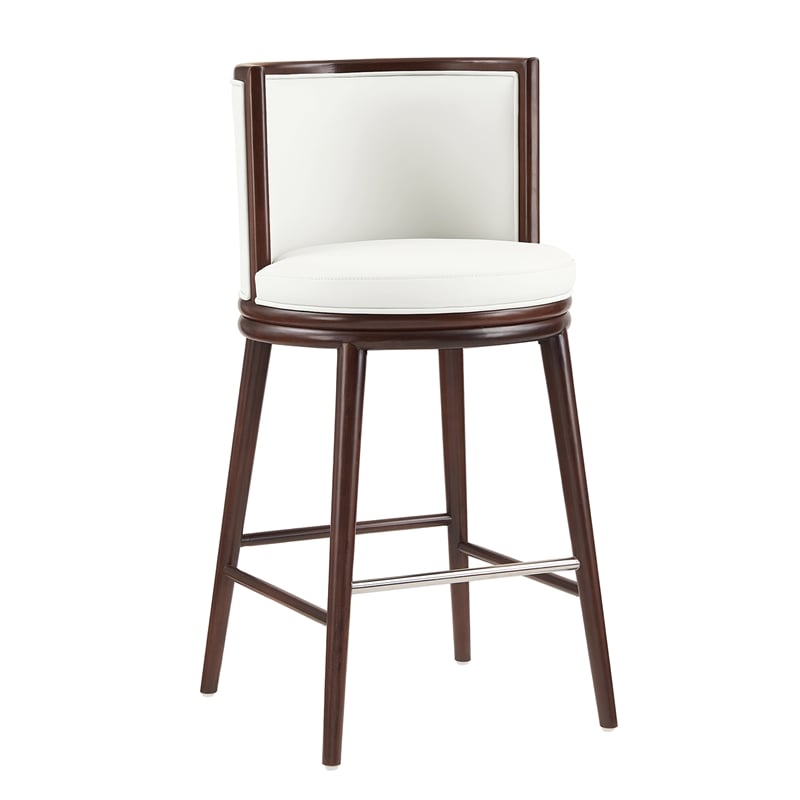 Evalyn Modern Wood Upholstered Barstool in White - Set of 3