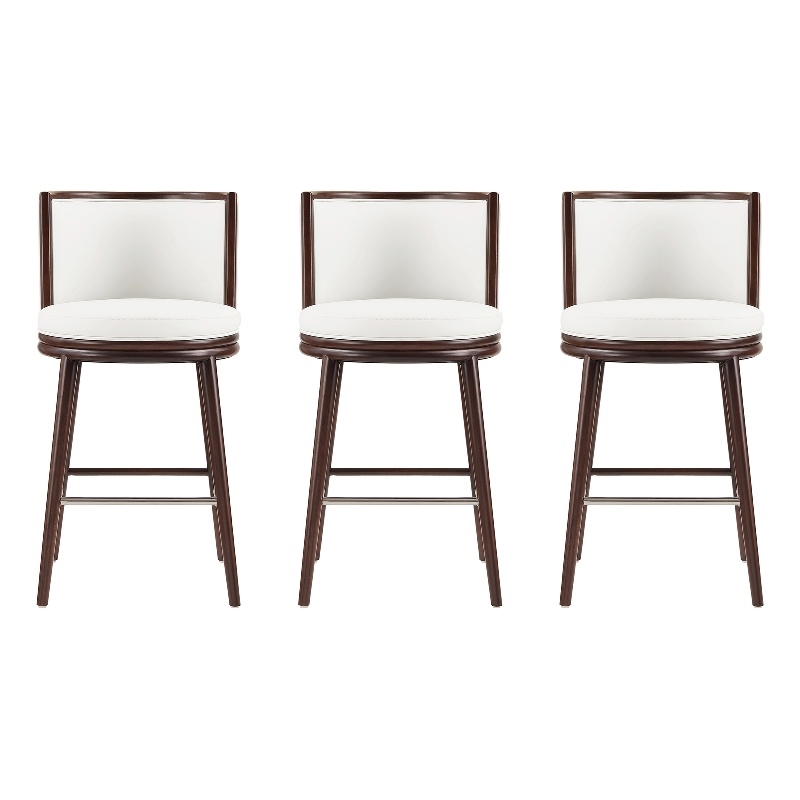 Evalyn Modern Wood Upholstered Barstool in White - Set of 3