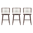 Evalyn Modern Wood Upholstered Barstool in White - Set of 3