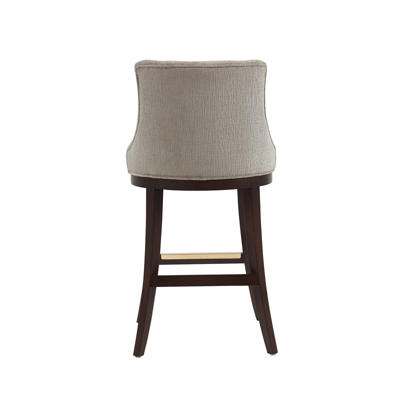 Lucia Modern Wood Upholstered Chenille Barstool in Taupe - Set of 3