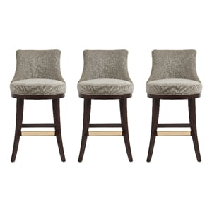 Lucia Modern Wood Upholstered Chenille Barstool in Taupe - Set of 3