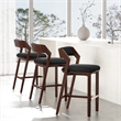 Patricia Modern Wood Upholstered Barstool in Black - Set of 3
