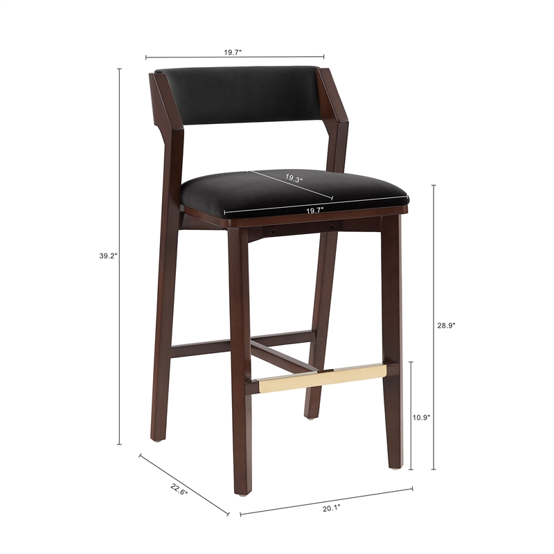 Patricia Modern Wood Upholstered Barstool in Black - Set of 3