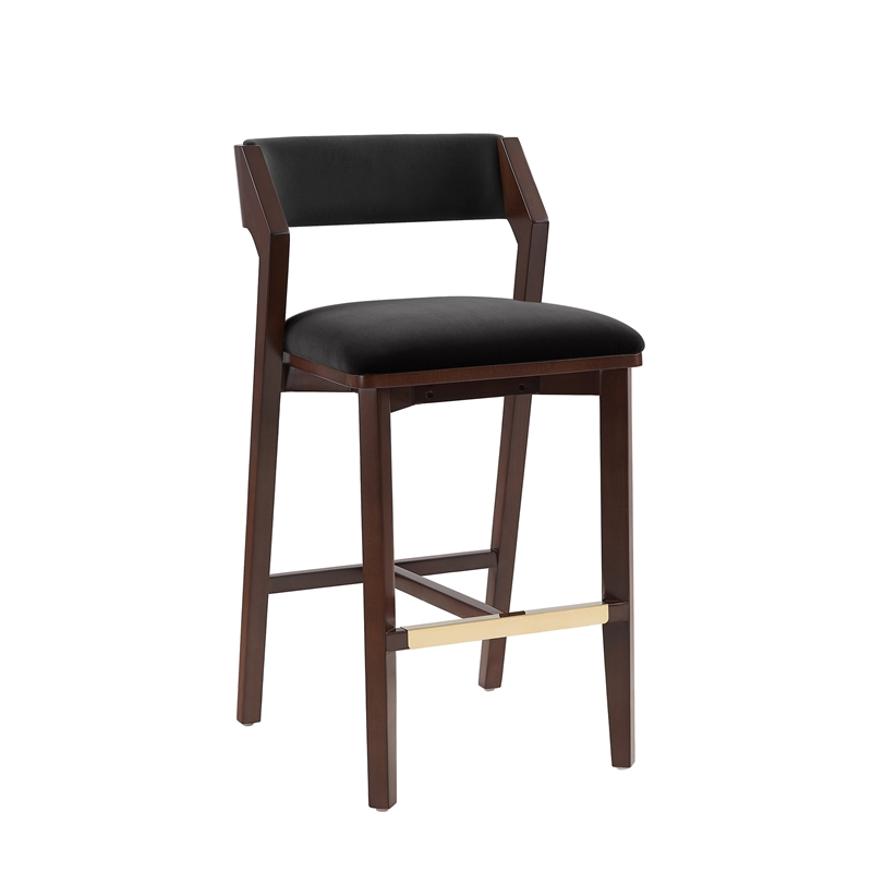 Patricia Modern Wood Upholstered Barstool in Black - Set of 3
