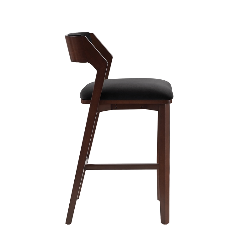Patricia Modern Wood Upholstered Barstool in Black - Set of 3