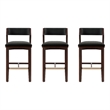 Patricia Modern Wood Upholstered Barstool in Black - Set of 3