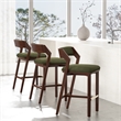 Patricia Modern Wood Upholstered Barstool in Turtle Green - Set of 3