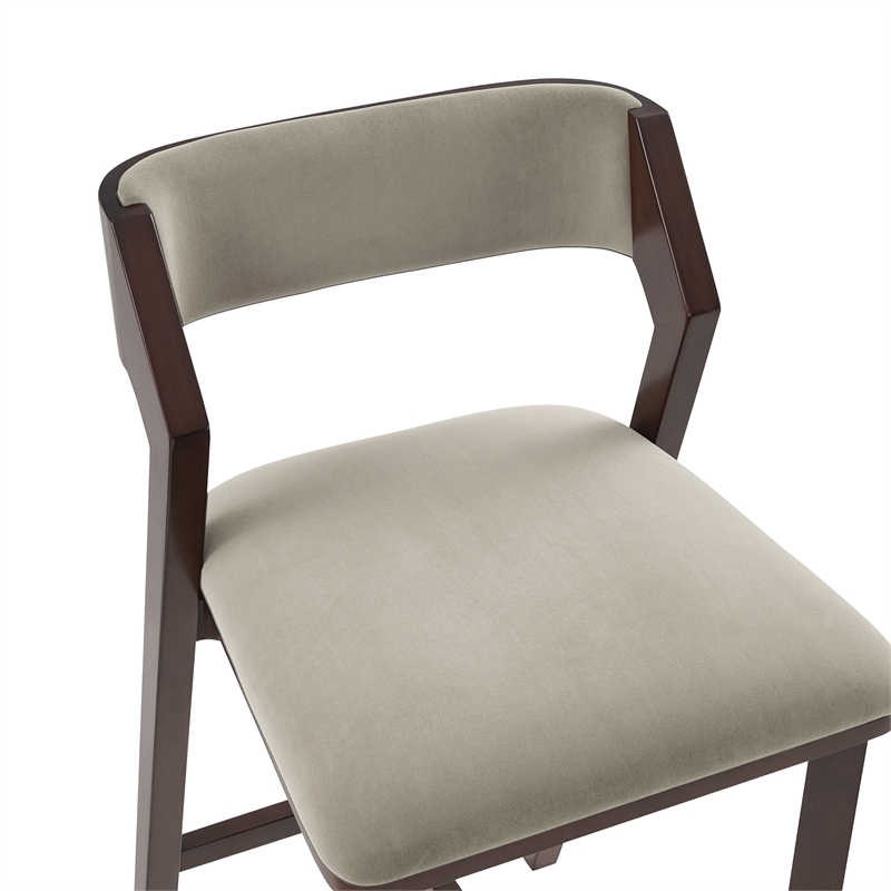 Patricia Modern Wood Upholstered Barstool in Linen - Set of 3
