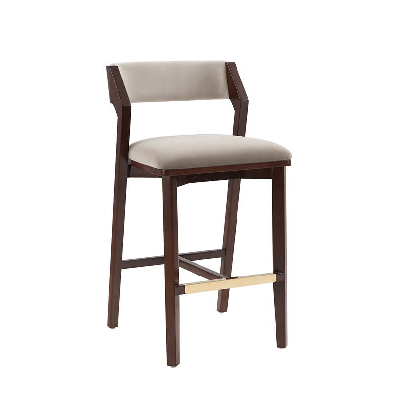 Patricia Modern Wood Upholstered Barstool in Linen - Set of 3