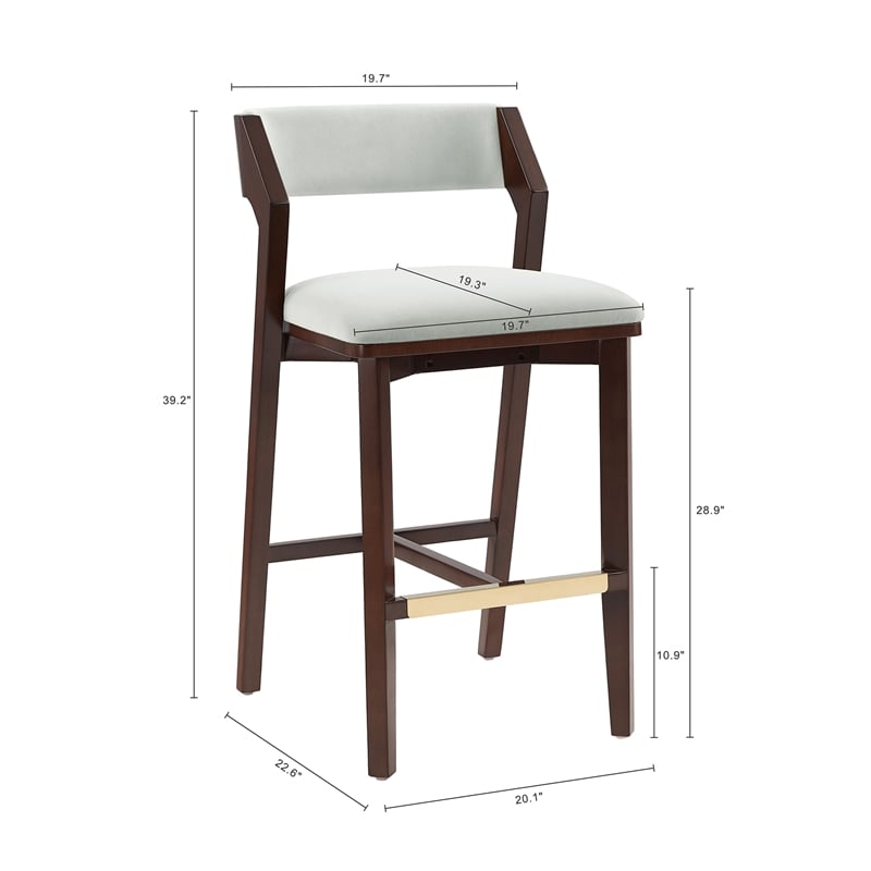 Patricia Modern Wood Upholstered Barstool in White Glacier - Set of 3