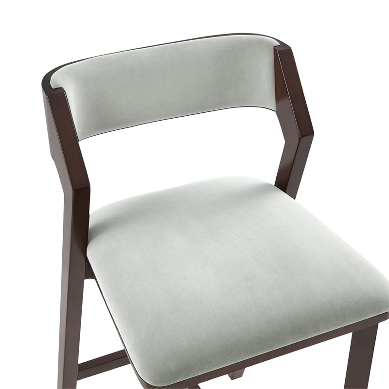 Patricia Modern Wood Upholstered Barstool in White Glacier - Set of 3