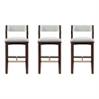 Patricia Modern Wood Upholstered Barstool in White Glacier - Set of 3