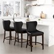Blair Modern Wood Upholstered Counter Stool in Black - Set of 3