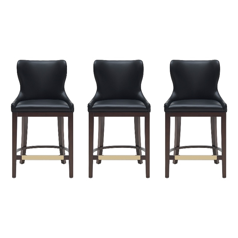 Blair Modern Wood Upholstered Counter Stool in Black - Set of 3