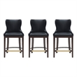 Blair Modern Wood Upholstered Counter Stool in Black - Set of 3