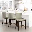 Blair Modern Wood Upholstered Counter Stool in Stone - Set of 3