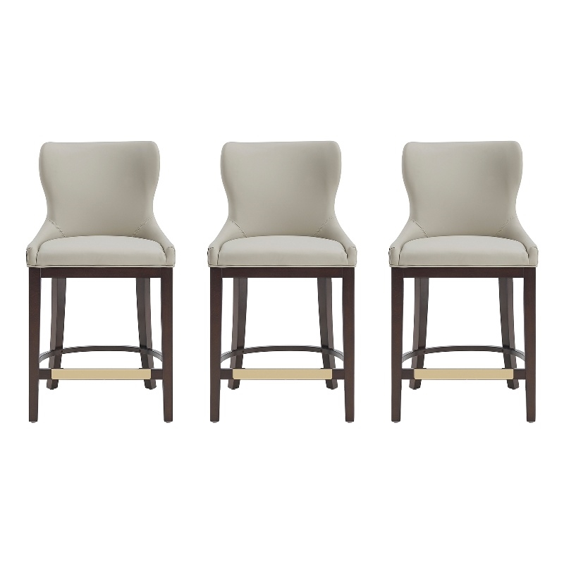 Blair Modern Wood Upholstered Counter Stool in Stone - Set of 3