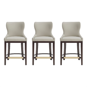 Blair Modern Wood Upholstered Counter Stool in Stone - Set of 3