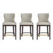 Blair Modern Wood Upholstered Counter Stool in Stone - Set of 3