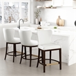 Blair Modern Wood Upholstered Counter Stool in White - Set of 3