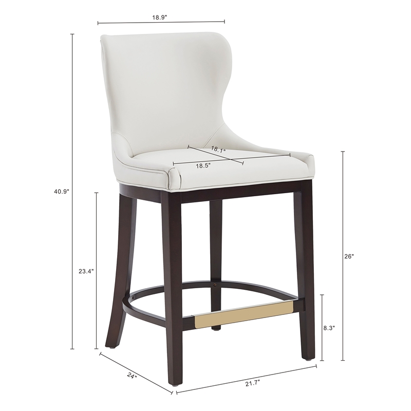 Blair Modern Wood Upholstered Counter Stool in White - Set of 3