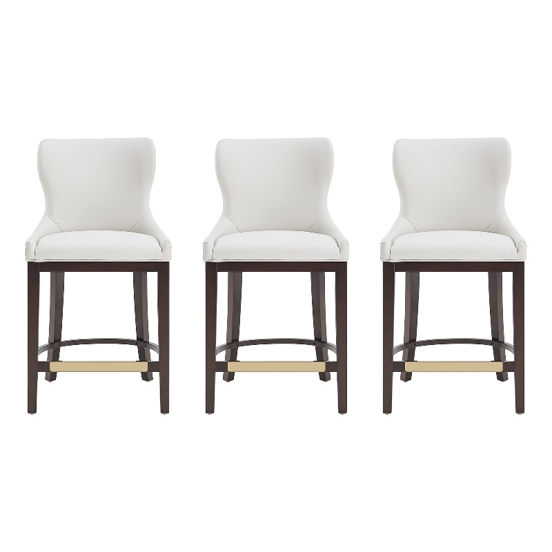 Blair Modern Wood Upholstered Counter Stool in White - Set of 3