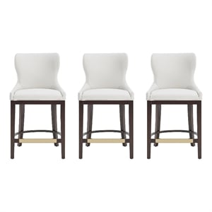 Blair Modern Wood Upholstered Counter Stool in White - Set of 3