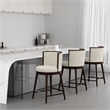 Evalyn Modern Wood Upholstered Counter Stool in Cream - Set of 3