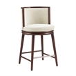 Evalyn Modern Wood Upholstered Counter Stool in Cream - Set of 3