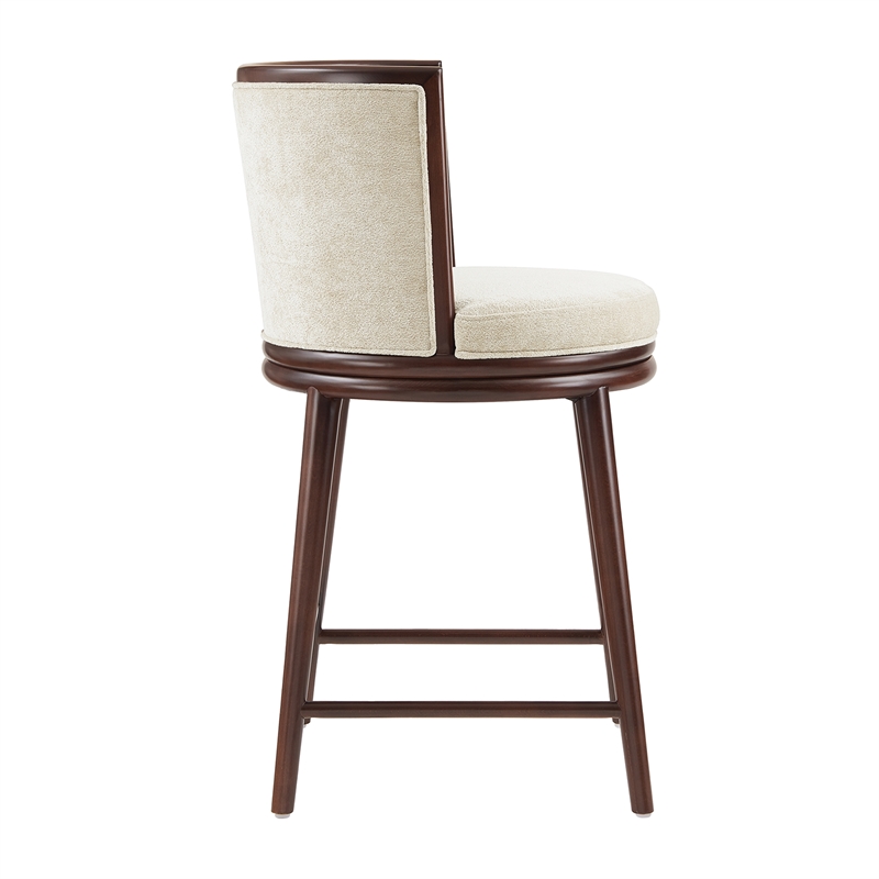 Evalyn Modern Wood Upholstered Counter Stool in Cream - Set of 3