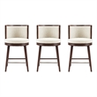 Evalyn Modern Wood Upholstered Counter Stool in Cream - Set of 3