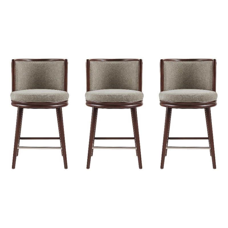 Evalyn Modern Wood Upholstered Counter Stool in Dove - Set of 3