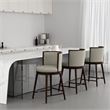 Evalyn Modern Wood Upholstered Counter Stool in Stone - Set of 3