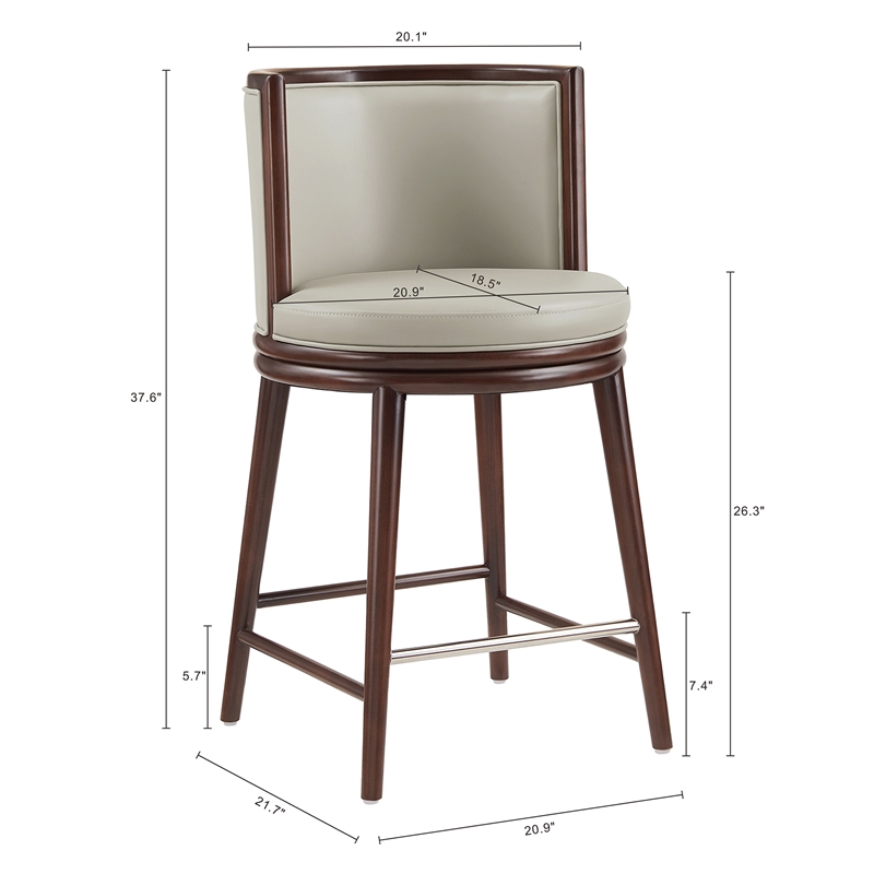 Evalyn Modern Wood Upholstered Counter Stool in Stone - Set of 3