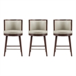 Evalyn Modern Wood Upholstered Counter Stool in Stone - Set of 3