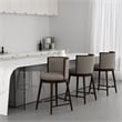 Evalyn Modern Wood Upholstered Counter Stool in Taupe - Set of 3