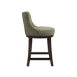 Lucia Modern Wood Chenille Counter Stool in Leaf Green - Set of 3