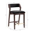 Patricia Modern Wood Upholstered Counter Stool in Black - Set of 3