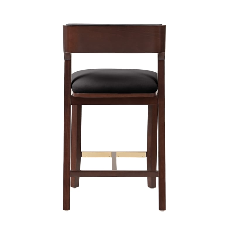 Patricia Modern Wood Upholstered Counter Stool in Black - Set of 3