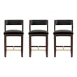 Patricia Modern Wood Upholstered Counter Stool in Black - Set of 3