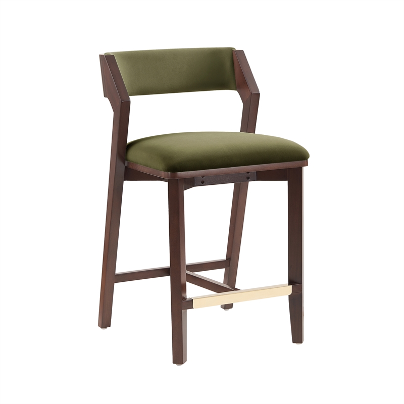 Patricia Modern Wood Upholstered Counter Stool in Turtle Green - Set of 3