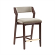 Patricia Modern Wood Upholstered Counter Stool in Linen - Set of 3