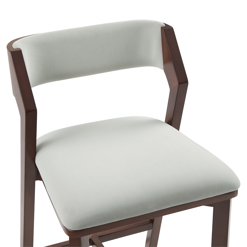 Patricia Modern Wood Upholstered Counter Stool in White Glacier - Set of 3