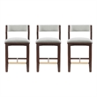 Patricia Modern Wood Upholstered Counter Stool in White Glacier - Set of 3