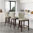Blair Modern Wood Upholstered Barstool in Stone